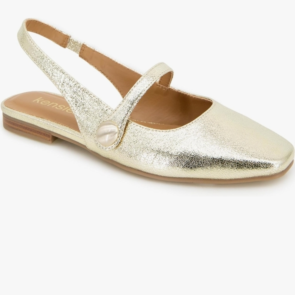 Kensie Metallic Gold Slingback Loafers